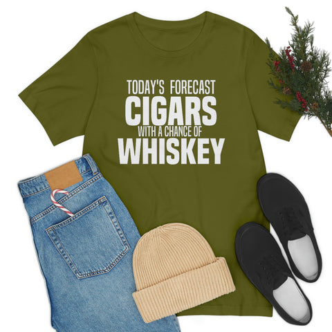 Today's Forecast Cigars With A Chance Of WhSkey Unisex Jersey Short Sleeve Tee