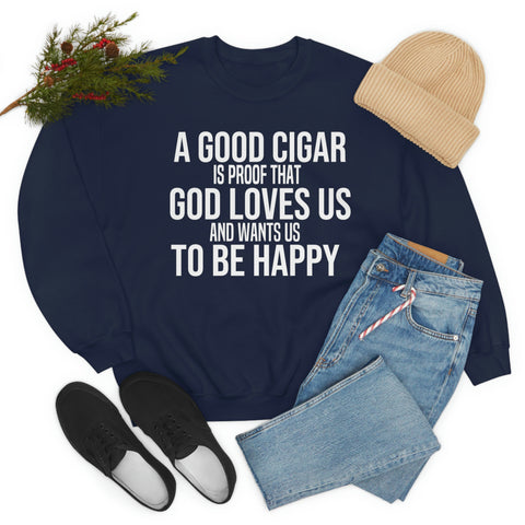 "Cigar Smoking Sweatshirt | Unisex Heavy Blend™ Crewneck top "