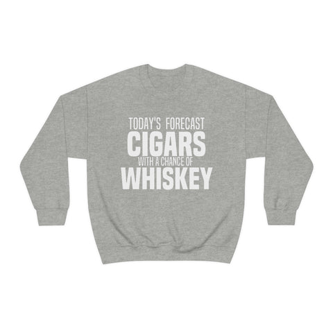 Enjoy the Forecast with Our Cigars and Whiskey Crewneck Sweatshirt