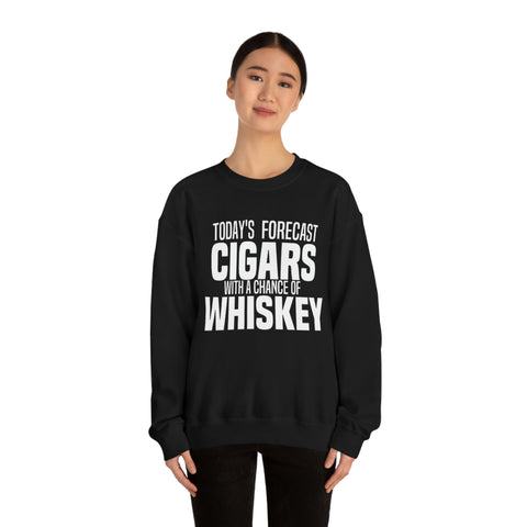 Enjoy the Forecast with Our Cigars and Whiskey Crewneck Sweatshirt