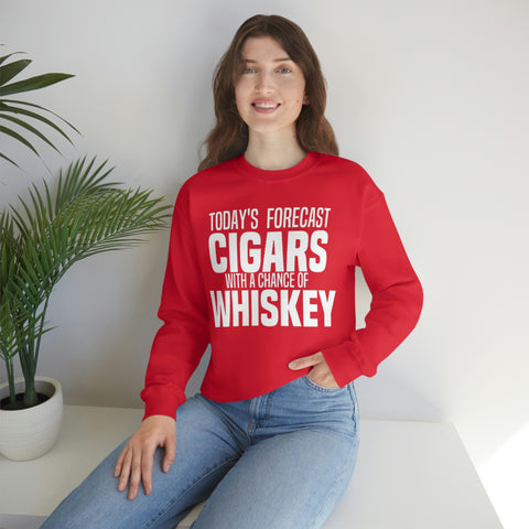 Today's Forecast Cigars With A Chance Of WhSkey Unisex Heavy Blend™ Crewneck Sweatshirt