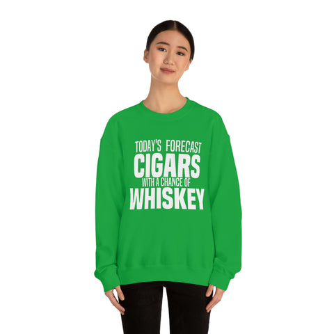 Today's Forecast Cigars With A Chance Of WhSkey Unisex Heavy Blend™ Crewneck Sweatshirt